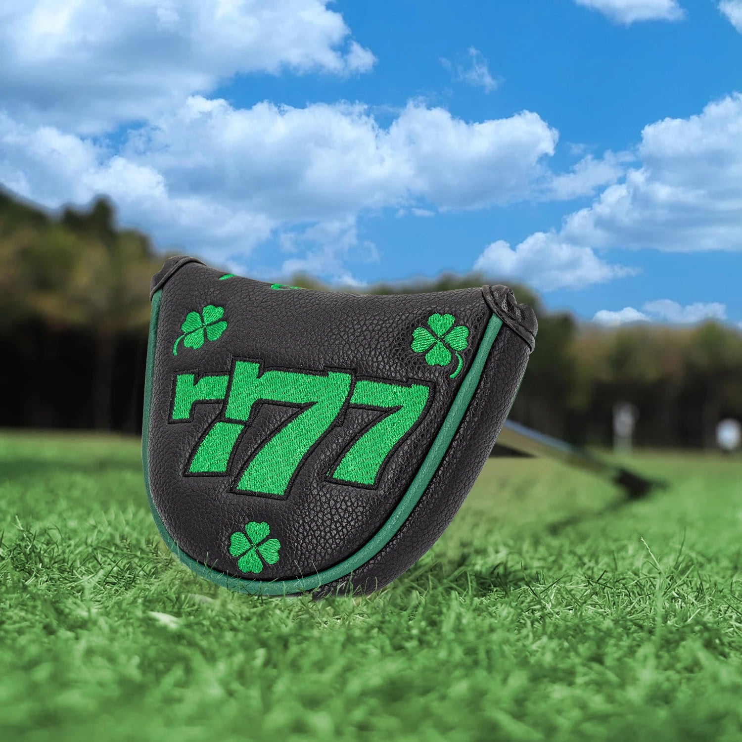 777 Clover Golf Protective Cover, Golf Putter Cover, PU Material Dustproof and Scratchproof, Protecting Your Golf Club, Black