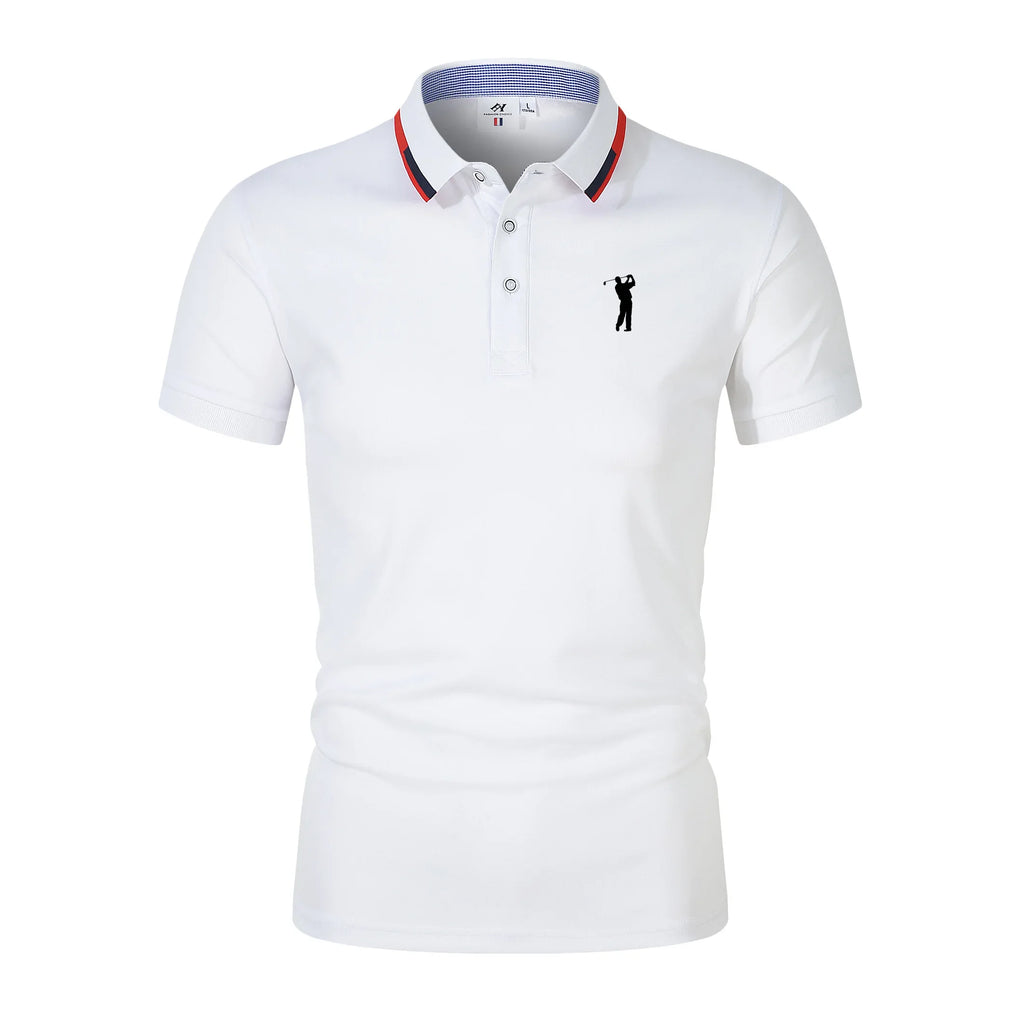 Golf Short Sleeve Polo T-shirt Office Spring Summer Classic Clothing Lapel Man Button Trim POLO Shirts Business And Leisure Tops