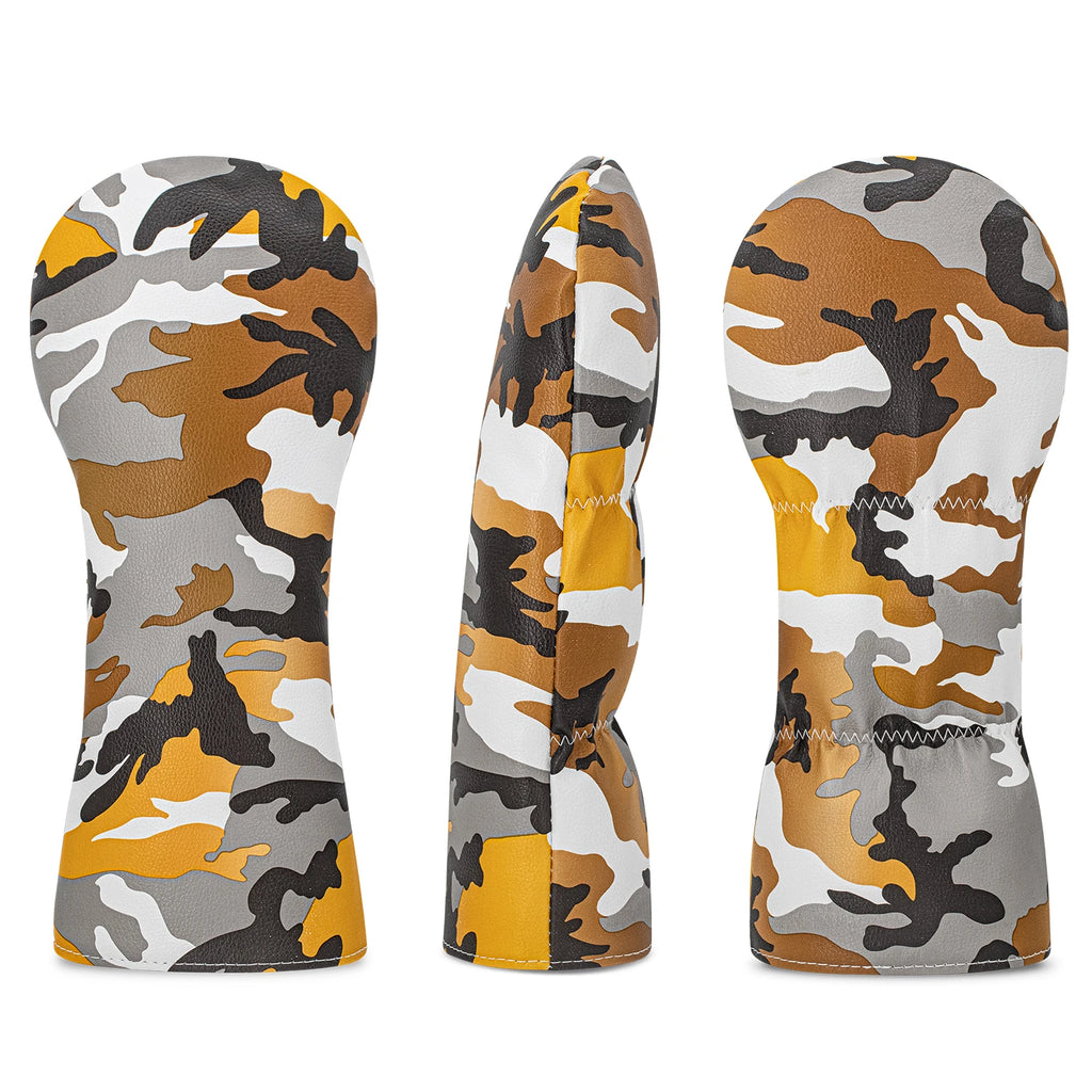 Yellow gray matching design golf protective cover, random camouflage pattern, fashionable golf headgear, golf accessories