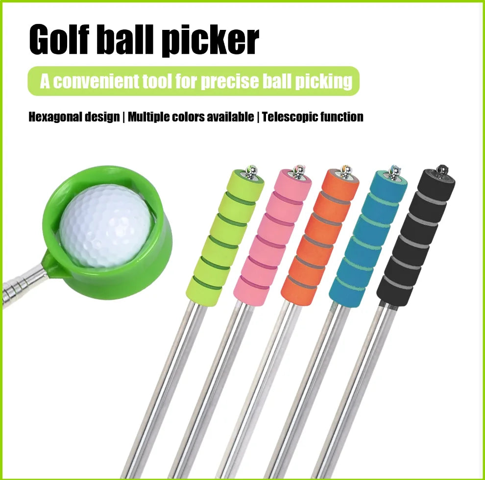 8.86 FT Retractable Golf Ball Picker, Lightweight Stainless Steel Golf Ball Retriever with Easy Grip Handle, Ideal Golf Gift