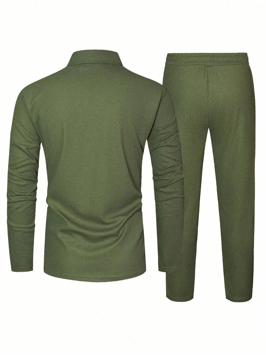 Men's Quarter Zip Sweater And Drawstring Joggers Set Casual Airport Outfit Olive Green