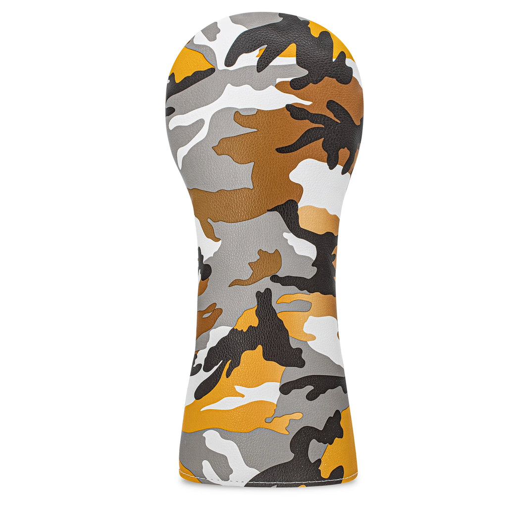 Yellow gray matching design golf protective cover, random camouflage pattern, fashionable golf headgear, golf accessories