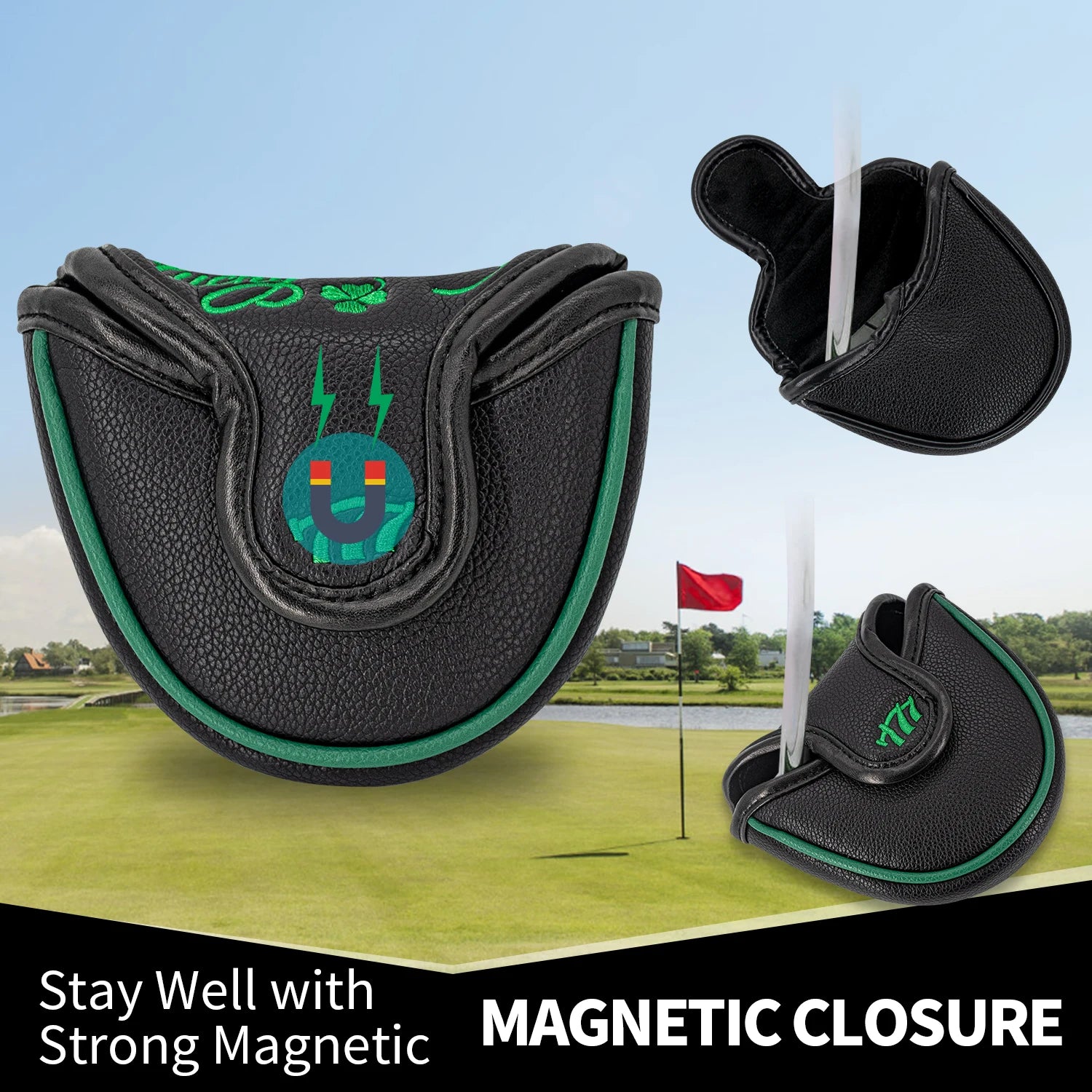 777 Clover Golf Protective Cover, Golf Putter Cover, PU Material Dustproof and Scratchproof, Protecting Your Golf Club, Black