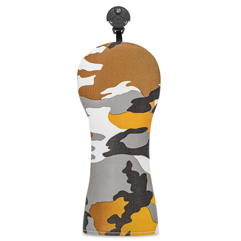 Yellow gray matching design golf protective cover, random camouflage pattern, fashionable golf headgear, golf accessories