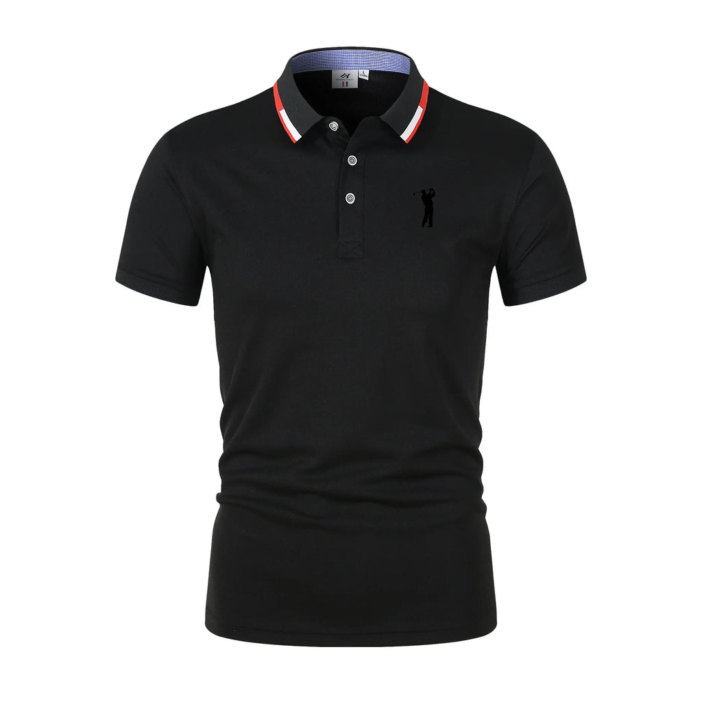 Golf Short Sleeve Polo T-shirt Office Spring Summer Classic Clothing Lapel Man Button Trim POLO Shirts Business And Leisure Tops