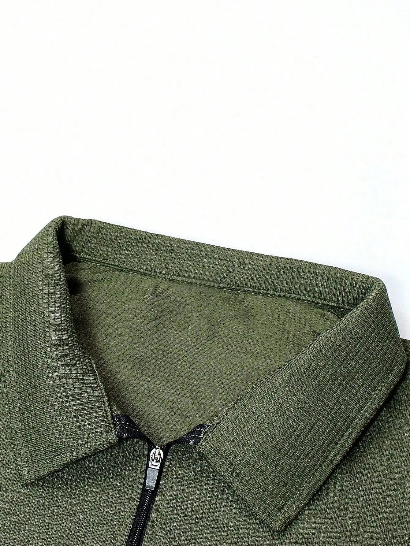 Men's Quarter Zip Sweater And Drawstring Joggers Set Casual Airport Outfit Olive Green