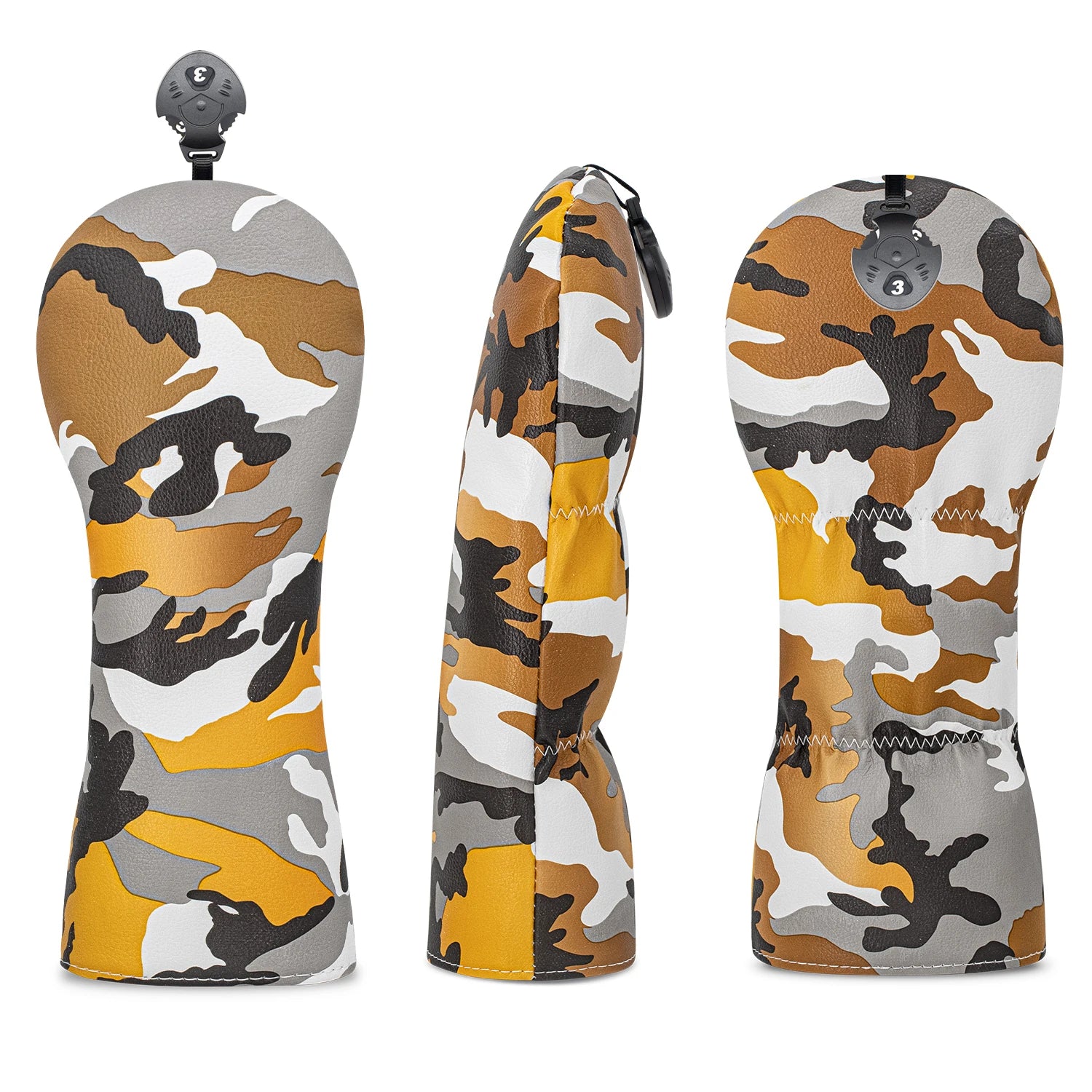 Yellow gray matching design golf protective cover, random camouflage pattern, fashionable golf headgear, golf accessories