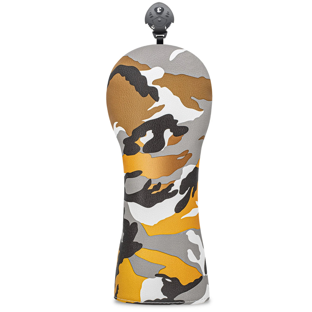 Yellow gray matching design golf protective cover, random camouflage pattern, fashionable golf headgear, golf accessories