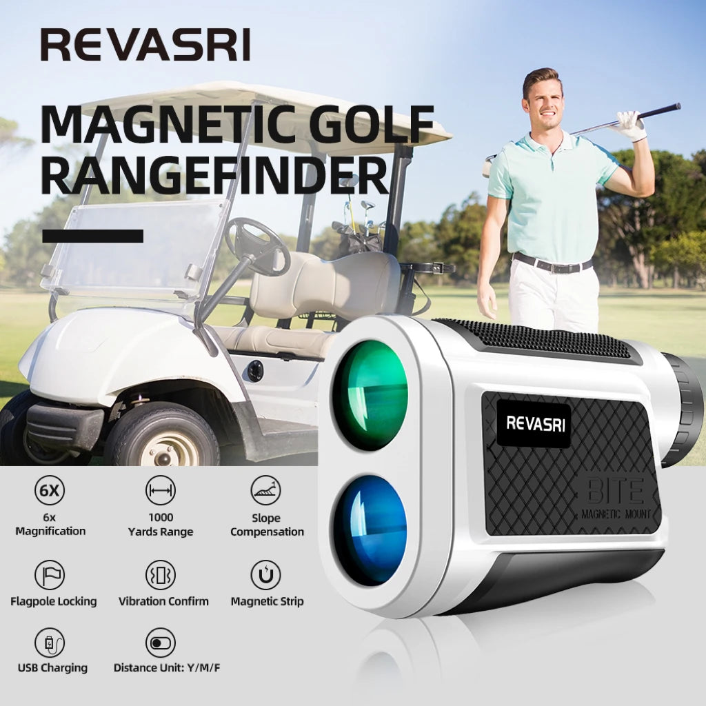REVASRI New 1000 Yards Golf Rangefinder, with Flag-locking Vibration, Y/M/F Unit Conversion and Magnetic Attachment