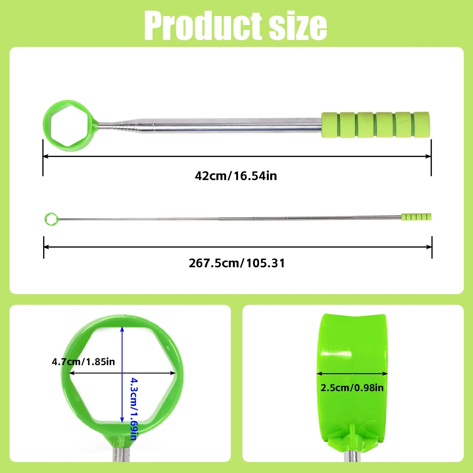 8.86 FT Retractable Golf Ball Picker, Lightweight Stainless Steel Golf Ball Retriever with Easy Grip Handle, Ideal Golf Gift